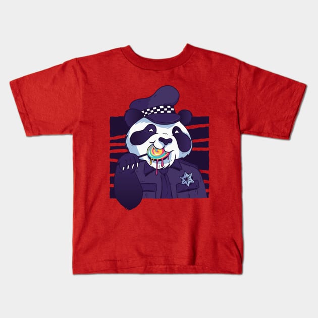 cute panda policeman cartoon gift Kids T-Shirt by Midoart